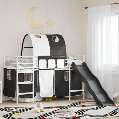 Obrázok produktu pre Maison Exclusive – Detská poschodová posteľ, biela a čierna, 100 x 190 cm, kovová