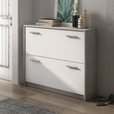Produktbild von Nespolo - Schuhschrank, 98x24x80h cm Beton Grau, 2 Ablagen