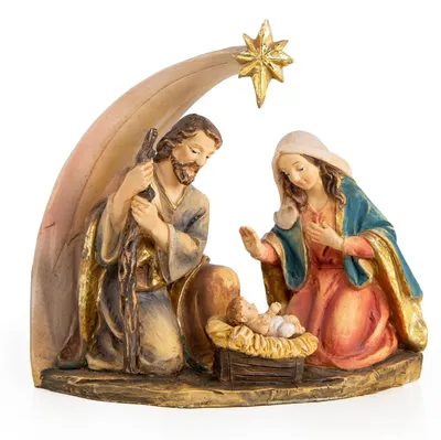 Produktbild von Kleine Krippe Figur Maria Josef braun gold 12 x 11,5 cm