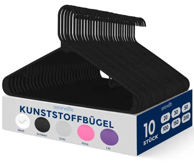Produktbild von SereneLife Platzstparende Kleiderbügel Schwarz 10 Stück, Gardarobenbügel rutschf