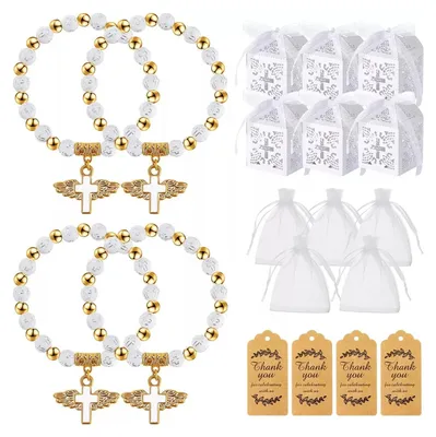 20 Taufgeschenke mit Engel-Rosenkranz-Armbändern, Taufboxen, Organzabeuteln