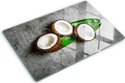Produktbild von Tulup Glas Herdabdeckplatte - 80x52 cm - Glaskeramikkochfeld-Abdeckung Spritzschutz Glasabdeckplatte - Einteilig - Essen & Getränke - Kokoshälfte - Grün