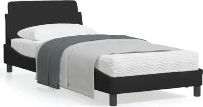 Produktbild von Bettgestell mit Kopfteil Schwarz 90x190 cm Stoff 373087
