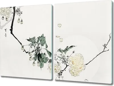 Produktbild von Coloray Hackbrett Küchenbrett Kochplattenabdeckung Schneidebrett Herdabdeckplatte 2x40x52 cm - Zweig Blätter Blumen