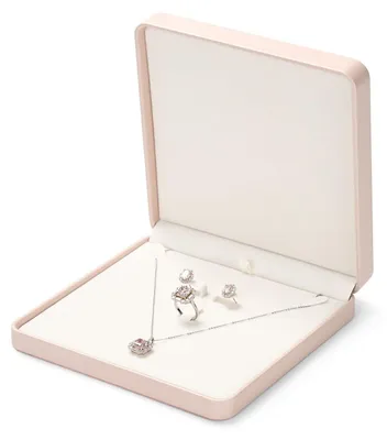 Produktbild von Solidchoice – Schmuckschatulle aus Leder mit Fächern für Ringe und Ohrringe (Rosa)