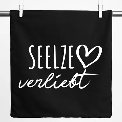 Produktbild von Huuraa Kissenbezug Seelze verliebt 40x40cm Black Baumwolle Dekokissenbezug Geschenkidee