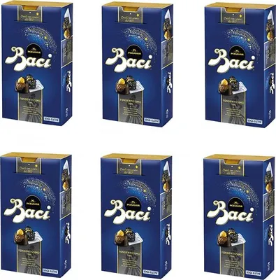 Produktbild von 6x Perugina Baci Bijou Fondentissimo 70% Extra dunkle Schokoladenpraline gefüllt mit karamellisierten Haselnüssen und Kakaobohnen 200g