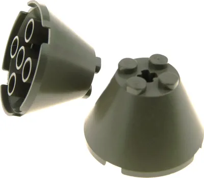 Produktbild von 2x Lego Kegel Stein 4x4x2 alt-dunkel grau mit Achs Loch Zylinder Star Wars 3943b