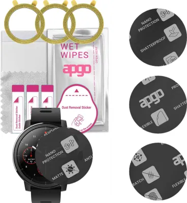 Produktbild von apgo 3 Stück Schutzglas, Matt, kompatibel mit Amazfit Stratos 2 Smartwatch, Hybrid 8H, Ersatz für Hartglas, Displayschutzglas, Bildschirmschutz, Displayschutz, kratzfest