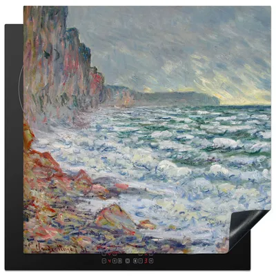 Produktbild von KitchenYeah© Herdabdeckplatte Fecamp am Meer - Claude Monet , 78x78cm, Küche Deko, Glaskeramikkochfeld Herdabdeckung, Abdeckplatte fùr Kochfeld