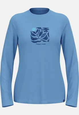 Produktbild von Ascent Merino 200 Langarmshirt mit Nature Lover-Motiv, Damen - Odlo, Farbe:21090 provincial blue, Größe:XS