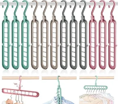 Immagine prodotto di Appendiabiti girevoli 9 in 1 salvaspazio - set di 12 (4 colori)