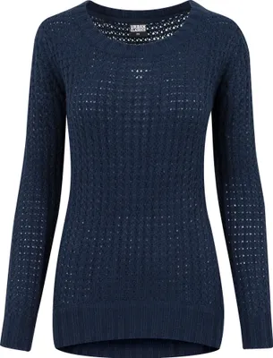 Image de Pull pour femme Urban Classics Ladies Long Wideneck Sweater bleu marine - S