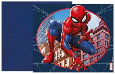 Spider-Man Einladungskarten, 6 Stück mit Umschlägen