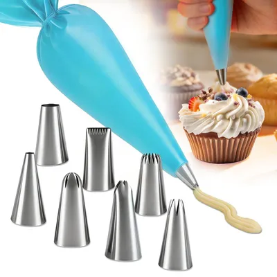 Productafbeelding van 8-delige Taartdecoratieset met Herbruikbare Spuitzakken