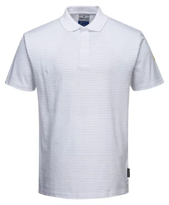 Imagen del producto de Camiseta polo antistática ESD de Portwest, color blanco, talla XS