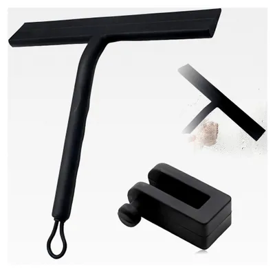 Produktbild von Duschabzieher aus Silikon, breiter 22 cm, schwarz, abdruckfrei, mit Halterung für Dusche, Badezimmer, Fenster und Spiegel