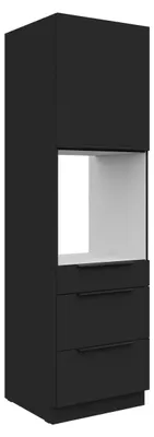 Produktbild von Küchen Hochschrank 60 cm SIENA Schwarz Küchenzeile Küchenblock Küche Einbauküche