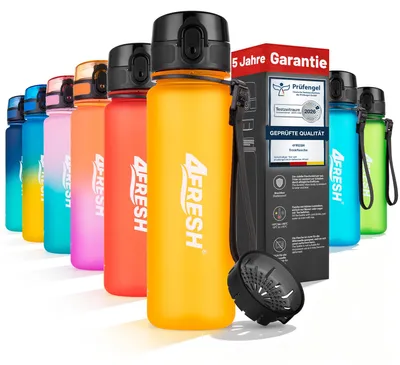 Produktbild von 4FRESH Trinkflasche 500 ml aus Tritan – BPA-freie Wasserflasche mit Sieb, auslaufsicher, Sportflasche klein für Fitness, Schule & Alltag