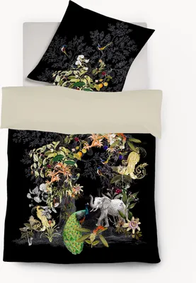 Produktbild von Fleuresse Black Premium Interlock Jersey Bettwäsche Digitaldruck mit Uni Wendeseite dunkelgrau