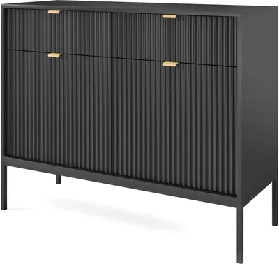Produktbild von FURNLUX Sideboard Avon Schwarz 104cm / Hauptfarbe: Schwarz / Abmessungen: 104 x 83 x 39 cm