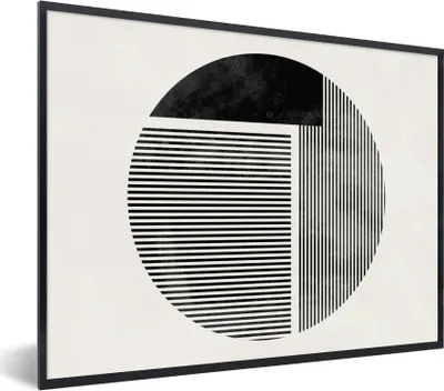Produktbild von MuchoWow® Gerahmtes Poster Minimalismus - Kreis - Design 80x60 cm - Poster mit Schwarzem Bilderrahmen Wandposter Rahmen Foto Bilder - Schwarzem - Mit Gestell