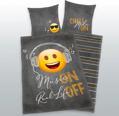 Produktbild von HERDING Emot!x Bettwäsche-Set 'Music on - 80-x-80-cm-135-x-200-cm, Deckenbezug im Lieferumfang enthalten, Kissenbezug enthalten