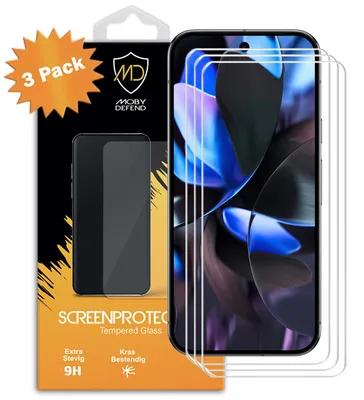 Productafbeelding van 3-Pack MobyDefend Screenprotectors - Geschikt voor  Google Pixel 9 Pro  -  Case-Friendly Screensavers - Gehard Glas