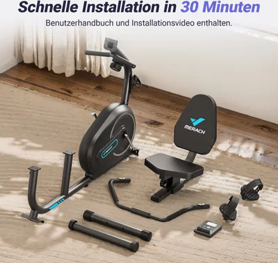Produktbild von Liegeergometer für Zuhause – 8 Widerstandsstufen, leise & komfortabel, App & Herzfrequenzsensoren, LCD-Monitor, verstellbare Rückenlehne, bis 136 kg