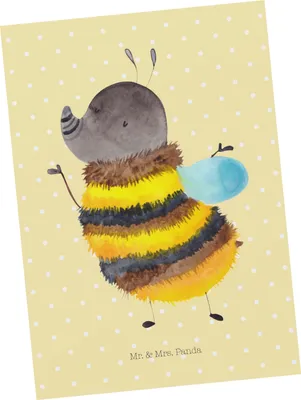 Produktbild von Mr. & Mrs. Panda Postkarte Hummel flauschig - Gelb Pastell - Geschenk, Biene, Blume, Grußkarte, Postkarten, Ansichtskarten, Ansichtskarte, Natur, Lustige Sprüche