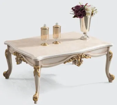 Produktbild von Casa Padrino Luxus Barock Couchtisch Beige / Weiß / Gold - Edler Massivholz Wohnzimmertisch im Barockstil - Barock Wohnzimmer Möbel
