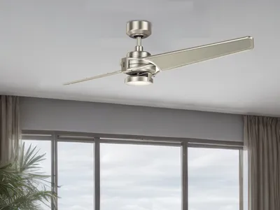 Produktbild von Elstead Xety leiser Deckenventilator mit LED Licht Ø142cm + Fernbedienung Champagner