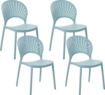 Produktbild von BELIANI Esszimmerstühle 4er Set Blau aus Kunststoff für Innen- und Außenbereich Geeignet Moderner Stil Plastik Gartenstühle Hellblau Garten Esszimmer