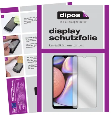 A collage showing instructions for applying a screen protector and a product shot of the screen protector on a phone.