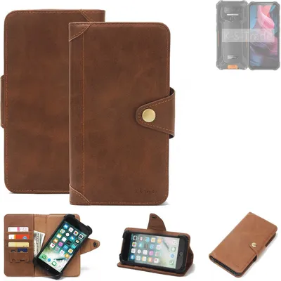 Produktbild von K-S-Trade Handyhülle kompatibel mit Oukitel WP32 Schutz Hülle Walletcase Bookstyle Tasche Case Handytasche Wallet Flipcase Cover PolyurethanBraun (1x)