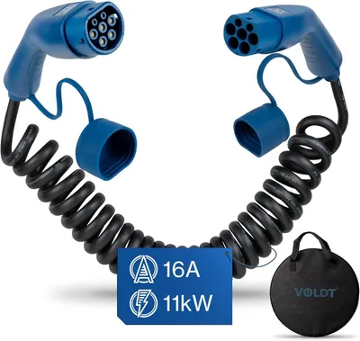 Image de Câble de recharge triphasé - Câble de recharge de type 2 - Câble de recharge pour véhicules électriques - Câble pour voiture électrique - Câble de recharge pour véhicules hybrides rechargeables (PHEV)