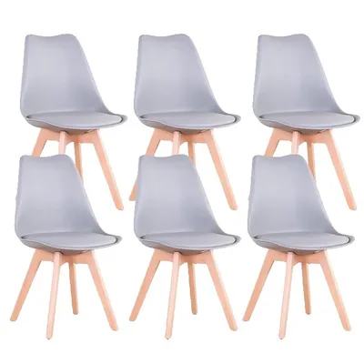 Image de Chaises de salle à manger, assise rembourrée, similicuir, 6 pièces