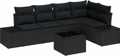Image de Ensemble de canapés de jardin vidaXL avec rangement, noir, en polyrotin