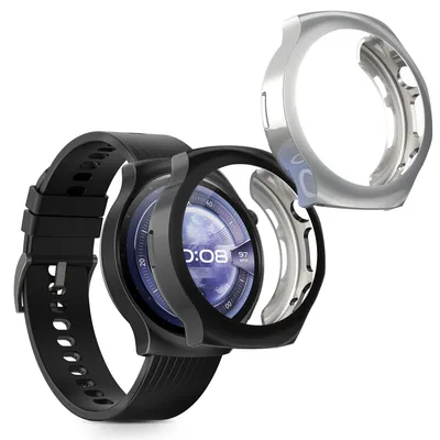 Produktbild von kwmobile 2x Silikon Hülle für Huawei Watch 5 46mm Schutzhülle - Fullbody Display Cover Set aus Silikon - Schwarz Silber