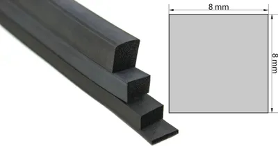 Produktbild von VKP8x8 Moosgummi EPDM - Vierkantprofil 8x8 mm Gummiprofil, Profilgummi