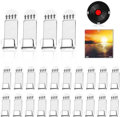 Image de Support mural pour disques en acrylique 24 pièces, support pour vinyles, support transparent pour vinyles, support mural adhésif pour vinyles