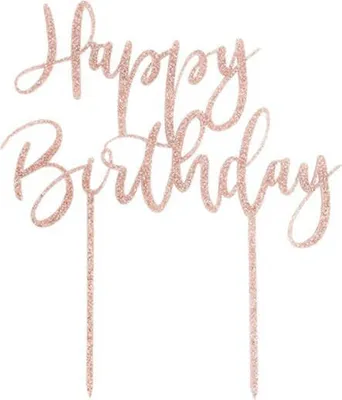 Produktbild von Roségoldene Tortendekoration Happy Birthday 12 x 10cm