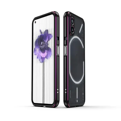 Image de Pour Nothing Phone 2 Aurora Series : cadre métallique avec protection pour l'appareil photo, noir / violet