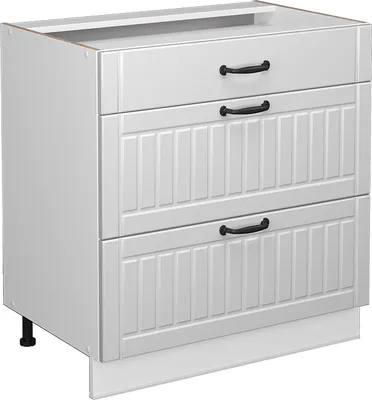 Produktbild von Küchenunterschrank Vicco Fame-Line Weiß Landhaus 80 cm mit 3 Schubladen, ohne Arbeitsplatte, Model 38561