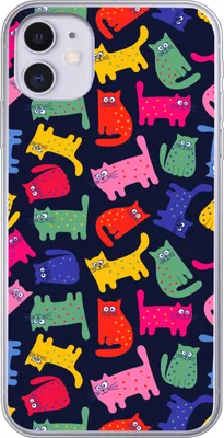 Produktbild von MuchoWow® Handyhülle Schutzhülle Hülle für Telefoonhoesje iPhone 11 Muster - Katze - Regenbogen - Rosa - Mädchen - Kinder - Kind Silikon Softcase Handy Hülle - Handytasche