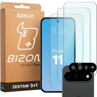 Produktbild von 3x Gehärtetes Glas + Kameraschutz für Google Pixel 11, Bizon Glass Clear Pack