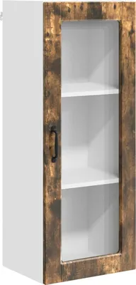 Image de Armoire murale en verre vidaXL PORTO, chêne fumé, 40 x 31 x 100 cm