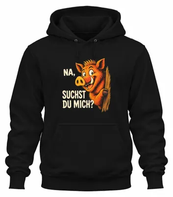 Zdjęcie produktu dla Bluza z kapturem "Wildschwein Keiler Statement", czarna, rozmiar S