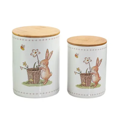 Image de Pot de cuisine CHARMY, avec motif de lapin, 2 pièces