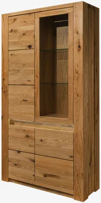 Produktbild von MASSIVMOEBEL24 Vitrine Wildeiche 113x40x205 braun geölt KENT #203